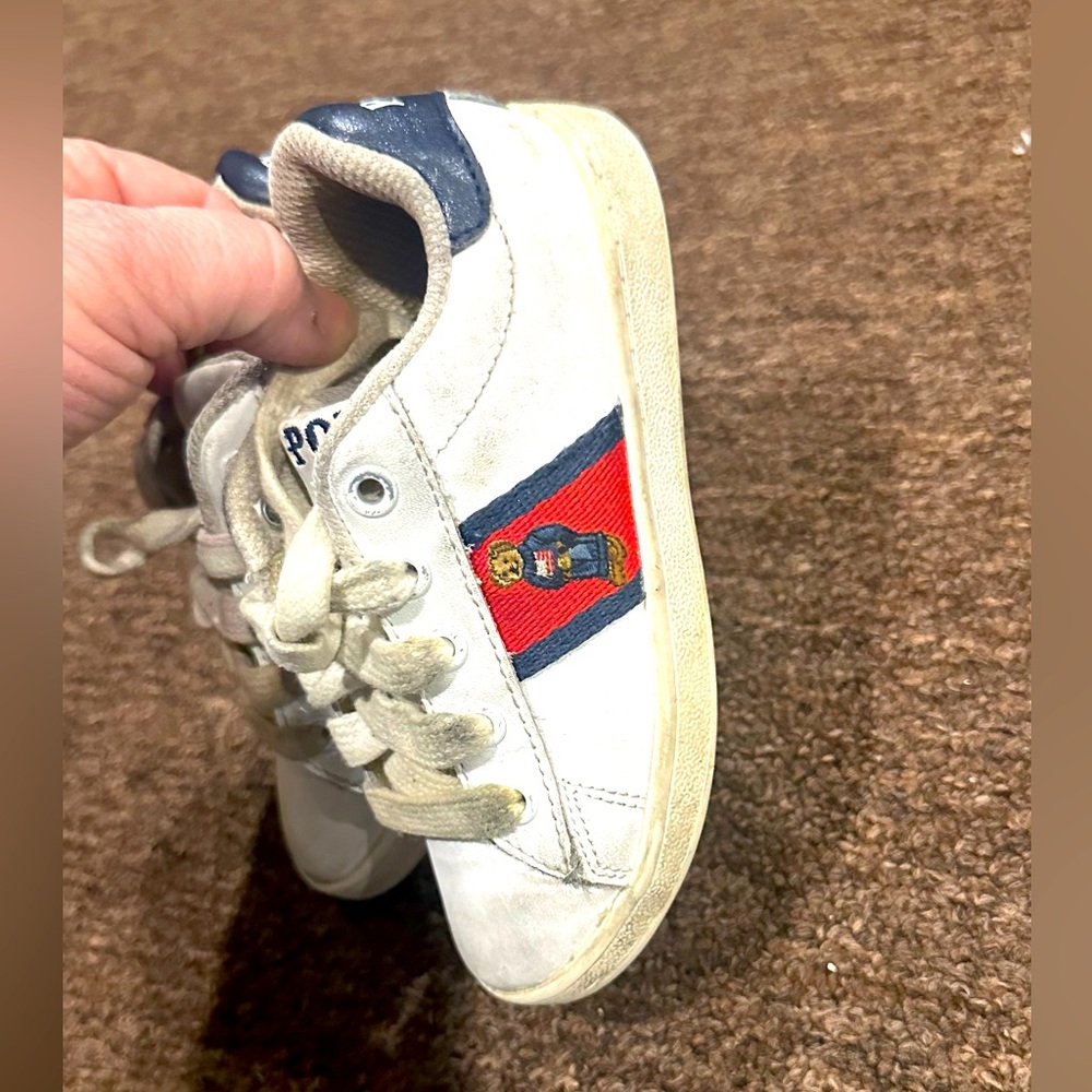 Polo by Ralph Lauren Kids Boys White Navy Sneakers Sz 9